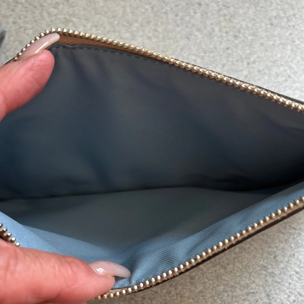 Coach Beige and Light Blue Wristlet - Picture 3 of 4